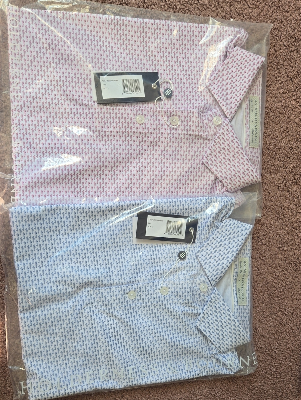 Holderness and Bourne The Harrow Shirt (Pair) Blue And Pink Small